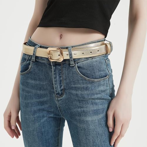 Women Gold Leather Belts Sparkly Jeans Pants Belt Shiny Club Party Dresses Belt4