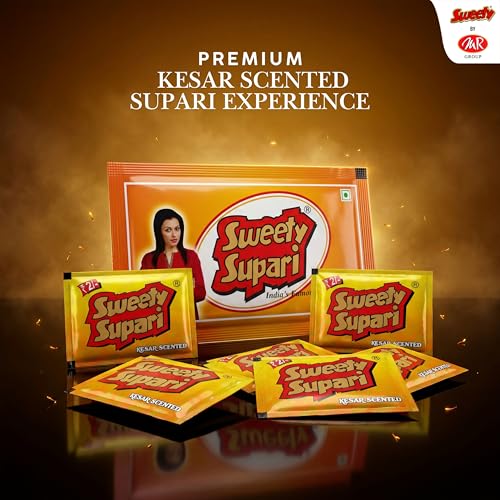 Image of Sweety Supari Kesar Scented | Premium Saffron Flavoured Betel Nut Mouth Freshener | Meethi Supari | Pack of 35 Sachets