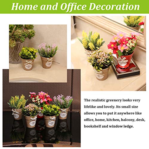 Lueur Set Of 6 Potted Artificial Flowers Fake Lavender Flowers In Pots Faux Flowers In Pot For Home Office Decoration Desktop Decor #TOP3