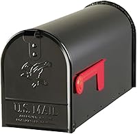 Gibraltar E1100BAM Elite Post-Mount Mailbox, Medium Black Steel - Durable Curbside Mail Security