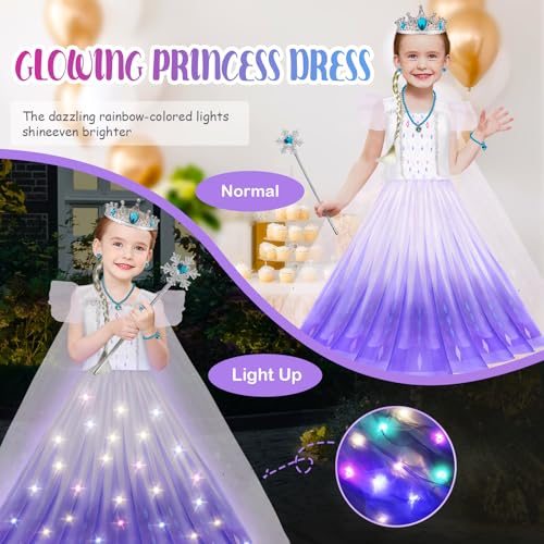 Fuspweao Princess Dresses For Girls, Light Up Princess Dress Up Cloths For Girls, Frozen Costumes For Girls Halloween thumb #1