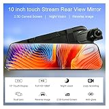 1080P wideorejestrator samochodowy 10-calowy ekran dotykowy kamera na deskę rozdzielczą podwójny obiektyw automatyczny rejestrator strumień lustro 1080P kamera cofania noktowizor (Color : Without rea