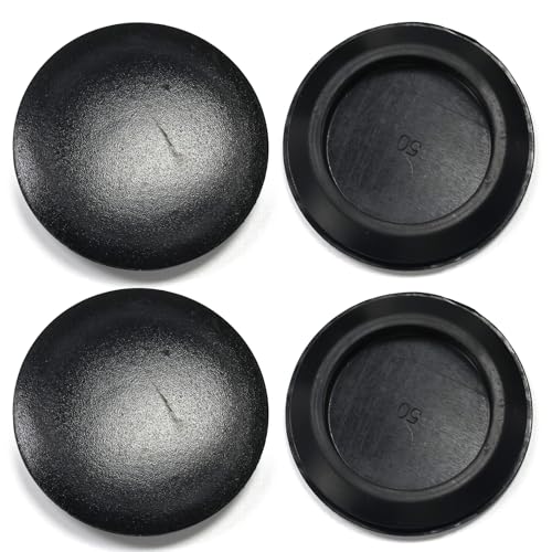 Image of 4 Pcs 50 mm Silicone Rubber Plugs Snap in Locking Hole Plugs for 50 mm (2 inch) Round Holes, Flush Type Rubber Stoppers, Flexible Tube Pipe End Caps Covers, Waterproof Sealing Plugs, Black
