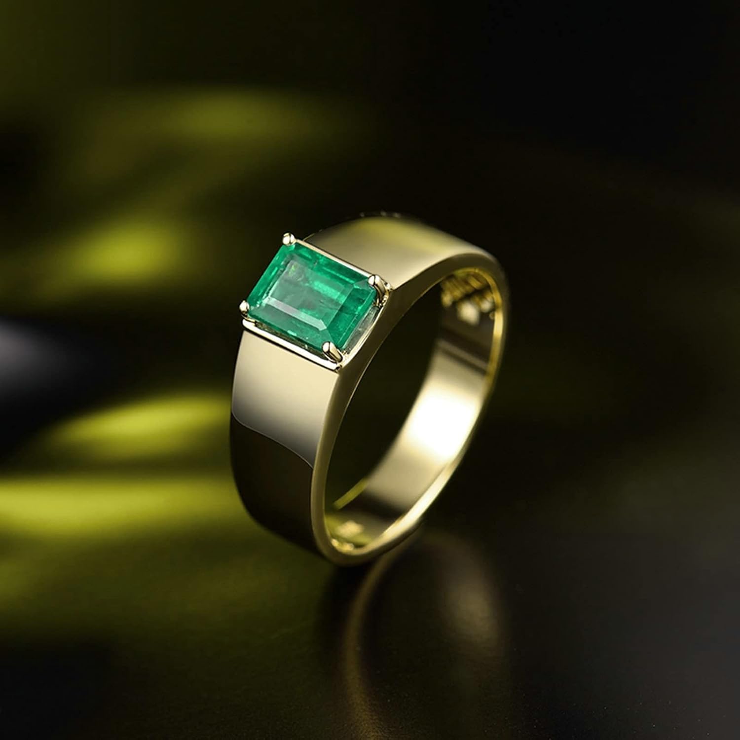 18K Gold Rings 1.39ct Emerald Shape Emerald Engagement Ring for Girls