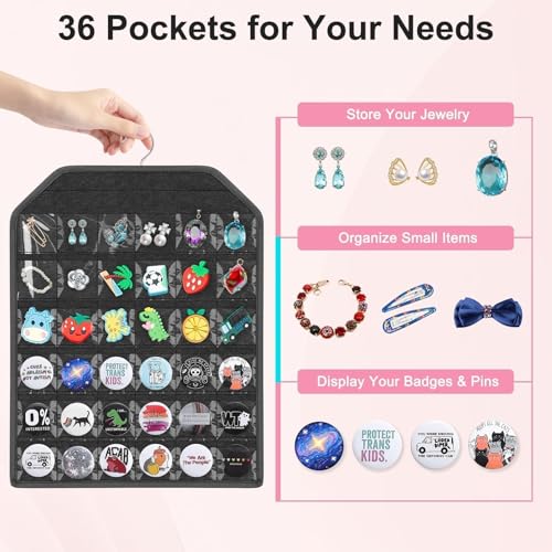 EEEKit Hängender Ohrring Organizer, 36 Fächer Ohrringe Schmuck Aufbewahrung, Wand Pin Display Organizer für Anstecknadeln Ring
