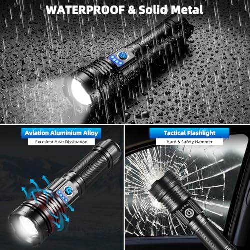 Flashlights High Lumens Rechargeable, Super Bright Flashlight, Adjustable Tactical Flashlight, 5Mode Flash Light High Powered, Waterproof LED Flashlight for Camping, Hiking, Home, Emergencies - Image 6