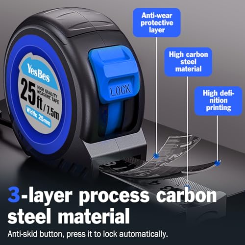 Tape Measure 25 ft, 12 Pack Bulk Easy Read Measuring Tape Retractable, Self-Locking Measurement Tape 25 FT by 1 in - Image 4