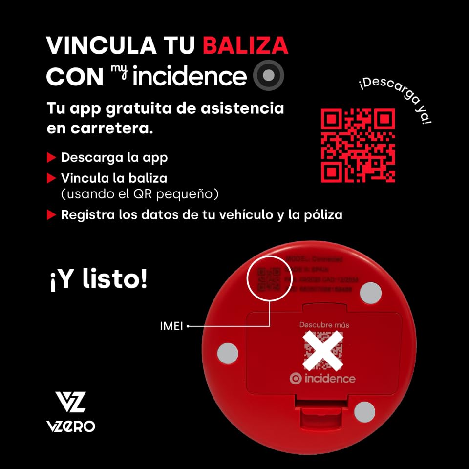 Baliza V16 homologada coche VZero sistema Eye Protect alta potencia 200cd 2