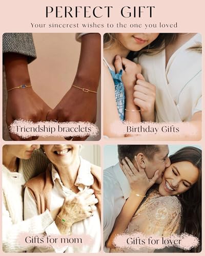 image for FUNEIA Birthstone Gold Bracelets for Women Non Tarnish Trendy Dainty 1