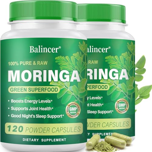 Moringa Powder Capsules, Pure Moringa Leaf Natural Green Antioxidant Superfood, High Potency...
