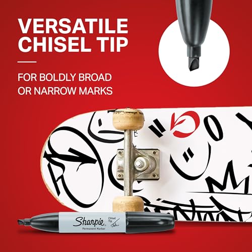 Image of Sharpie Permanent Markers, Chisel Tip, Red, 12 Count