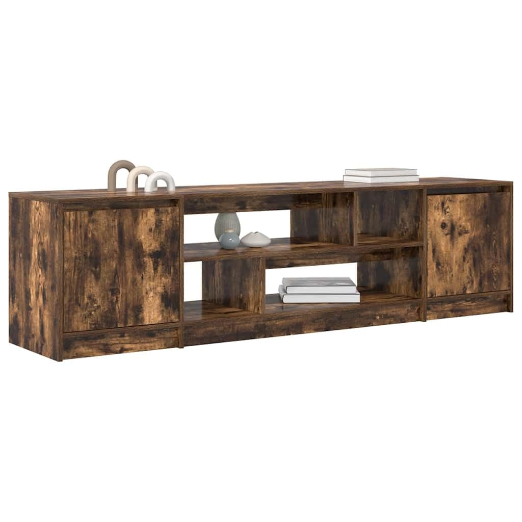 Mobile TV in legno di rovere affumicato, 188,5 x 41 x 50 cm, con ampio spazio portaoggetti, pratiche porte, moderno mobile basso per soggiorno, camera da letto, home theater e gaming
