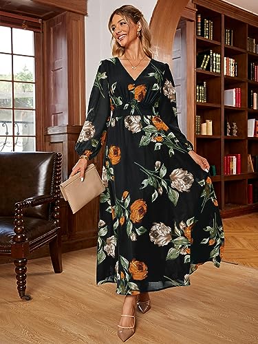 Image of Simplee Women's Boho Floral Maxi Dress Flowy Casual V Neck Short Sleeve Wedding Guest Holiday Beach Long Dress