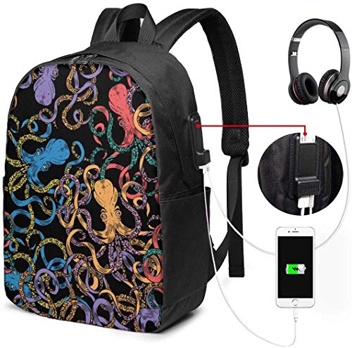 Preisvergleich Produktbild RROOT Root Unisex Rucksack mit USB-Ladeanschluss, Farbton: Doodle Octopus