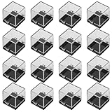 Angoily 24 Stück Quadratische Mineralien Displayboxen 35cm aus Transparentem Kunststoff mit Schwarzem Boden Aufbewahrungsbox für Kristalle Edelsteine und Steinsammlungen