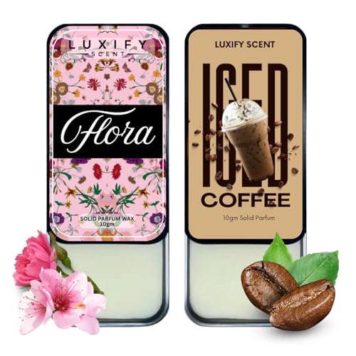 Image of Pack of 2 Flora & Cold Coffee Solid Perfumes | Alcohol Free Cologne for Men & Women | Strong & Lasting Fragrance | Non-Greasy Wax Perfume | Gifting Set for Him & Her