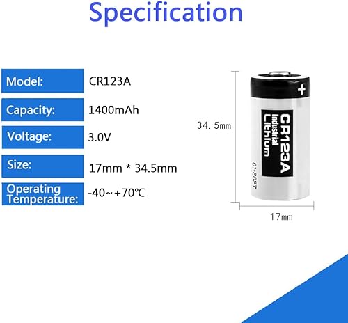 Miniatura 2 de Paquete de 20 baterías de litio CR123A de 3 V de 1400 mAh para cámaras, linterna, alarma, sensores inteligentes (no recargables)
