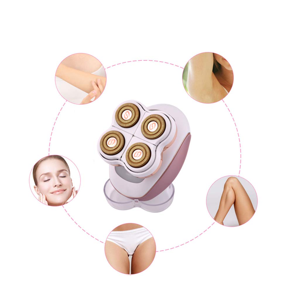 Epilatore wireless USB, bikini facciale a gamba depilata profonda, epilatore elettrico a quattro teste rosa per donna