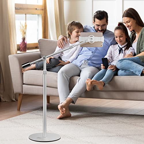 Suptek Aluminum Tablet Floor Stand 360° Flexible Height Adjustable Cell Phone Holder Mount For Ipad, Iphone, Samsung, Asus And More 4.7-11 Inch Devices, Good For Bed, Kitchen, Office #TOP1