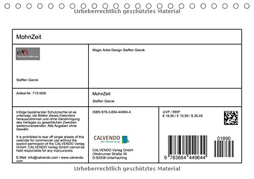 MohnZeit (Tischkalender 2016 DIN A5 quer): Landschaften voller Mohnblüten (Monatskalender, 14 Seiten ) (CALVENDO Natur)