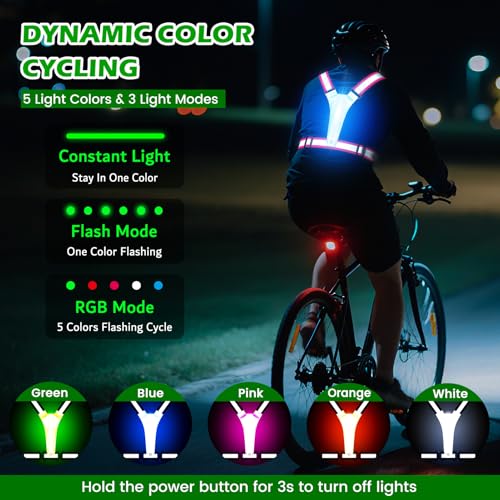 Samlior LED Reflektierende Laufweste, 5 Farben 3 Lichtmodi Wiederaufladbare USB Lauflicht, LED Running Reflektoren, Verstellbare Leuchtweste für Laufen Gehen Radfahren in der Nacht (Rosa)