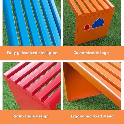 Galvanized Steel Outdoor Bench - Ergonomic Right Angle Design Garden Seat, Weather-Resistant Patio Furniture for Lawn & Backyard, Yellow 150cm/59in Park Bench