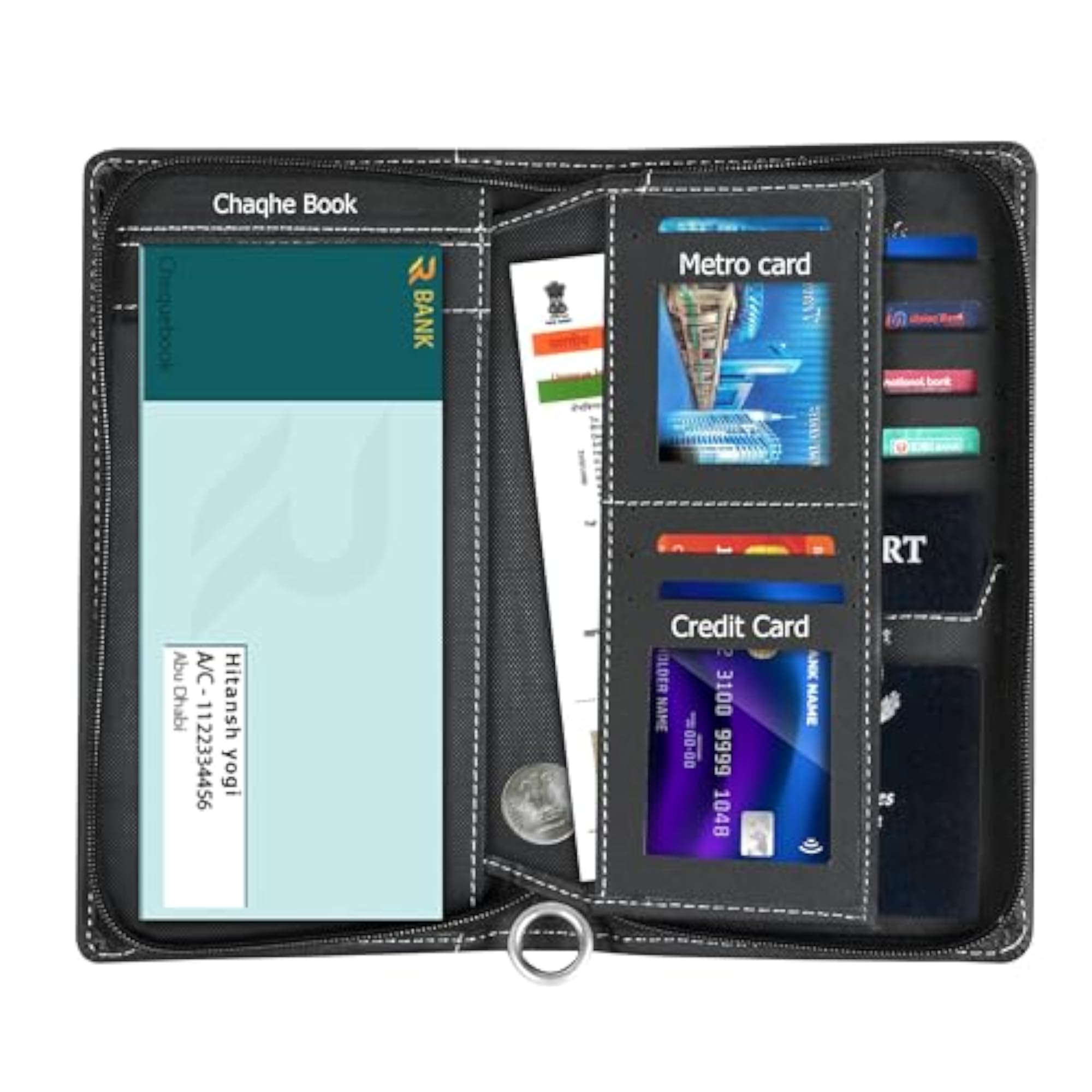 Passport Holder with Cheque Book Holder, Stylish Design for Secure Travel
