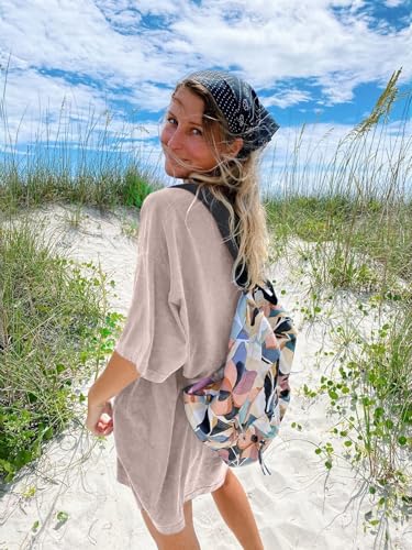Image of Remidoo Women's Casual Oversized T Shirt Short Sleeve Graphic Tee Letter Sun Moon Shirts Grey XX-Large