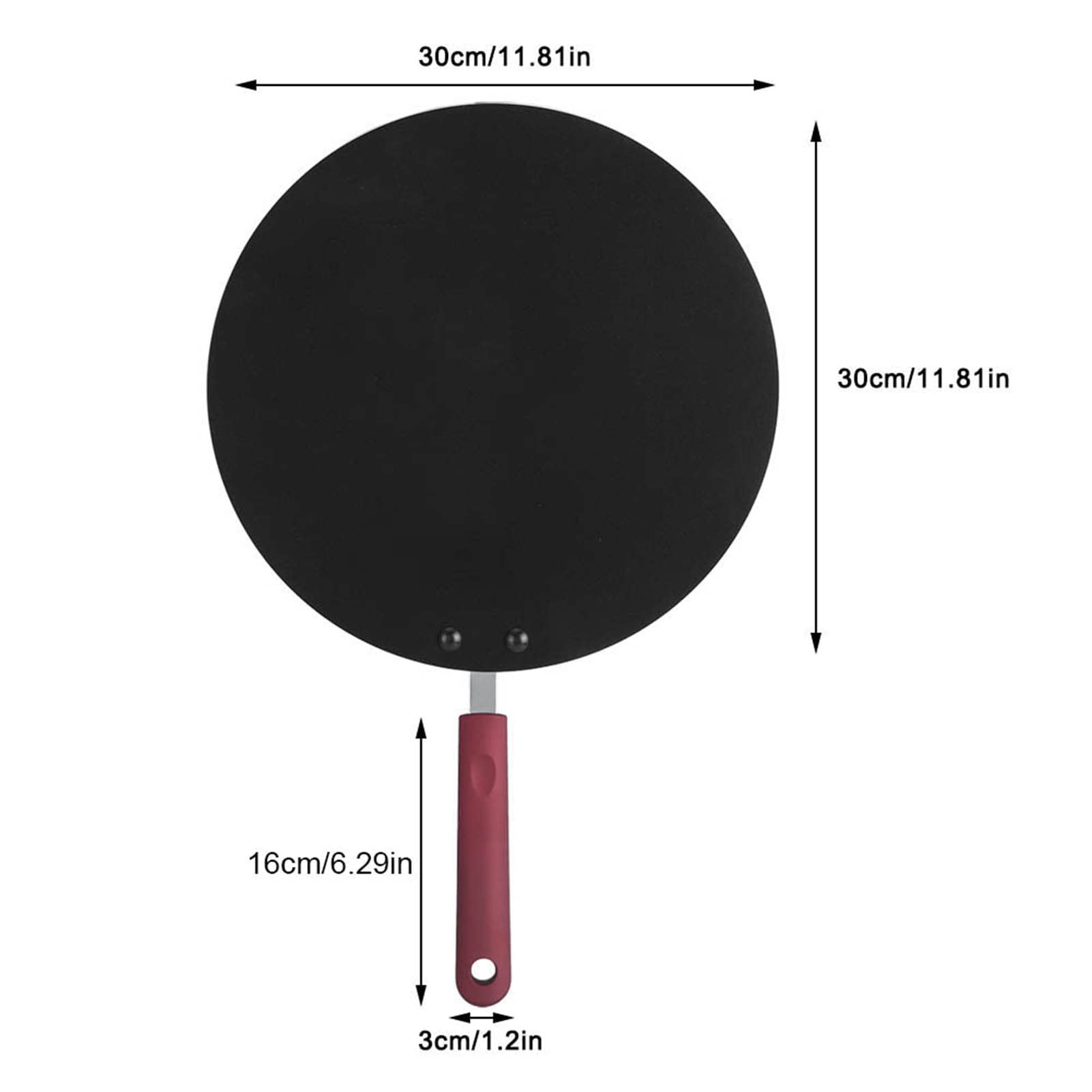 Sartén para panqueques Crepera Redonda de Aluminio Sartén Antiadherente con Mango antiescarcha Sartén para Tocino Sartén para Tortillas Sartén Plana sin Borde Elevado