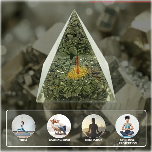Image of Pyrite Tree of Life Crystal Pyramid | 3 Inch | Feng Shui & Vastu Correction | Crystal Pyramid for Positive Energy,Meditation, Health, Good Luck | Home & Office Decor |