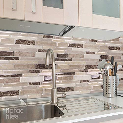 Tic Tac Tiles 12"x 12" Peel and Stick Self Adhesive Removable Stick On Kitchen Backsplash Bathroom 3D Wall Sticker Wallpaper Tiles in Polito Design (Bella) (10)