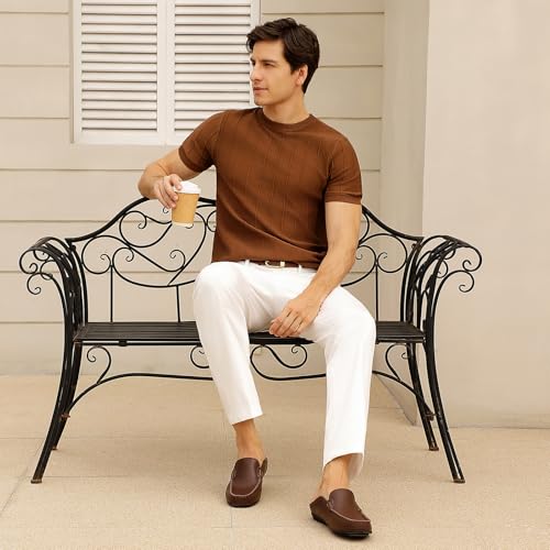 Image of Go Tour Mens Mules Clog Slippers Breathable Punching Leather Slip on Shoes Casual Loafers