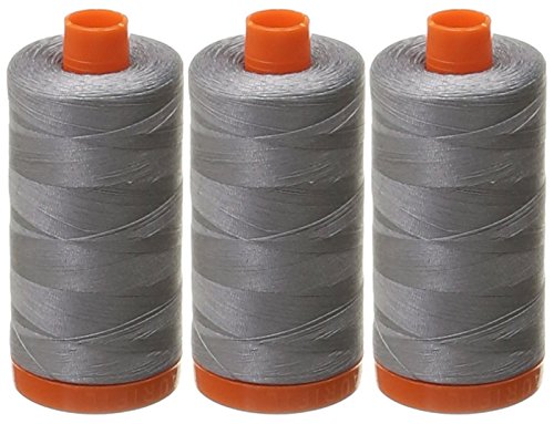Aurifil Mako Cotton hilo 50wt gris 1422 yard pack x3 miniatura 1