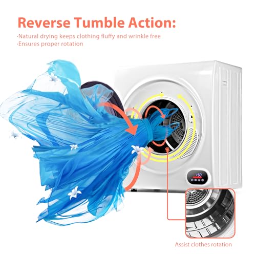 Image of Euhomy 3.5 Cu.Ft. Clothes Dryer, 120V Portable Dryers for Laundry, 1500W, 4 Functions, LCD Control Panel Compact Dryer with Exhaust Pipe, Front Load Dryer Machine, Apartment, Home, RV, White