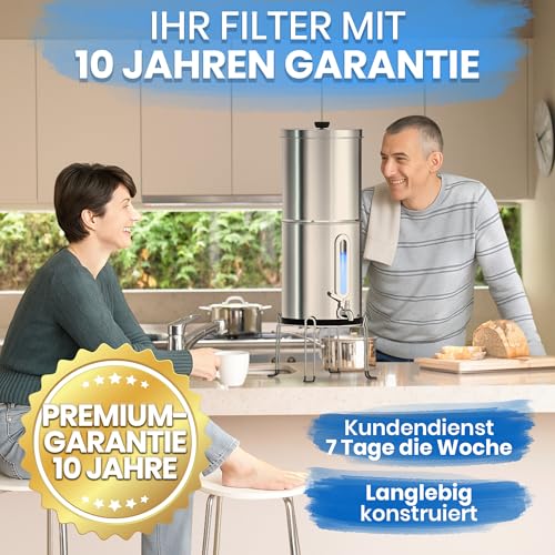 ORINKO Schwerkraft Wasserfilter – Wasserreiniger mit Aktivkohle – Filterbrunnen für Leitungswasser, Regenwasser & Outdoor-Nutzung