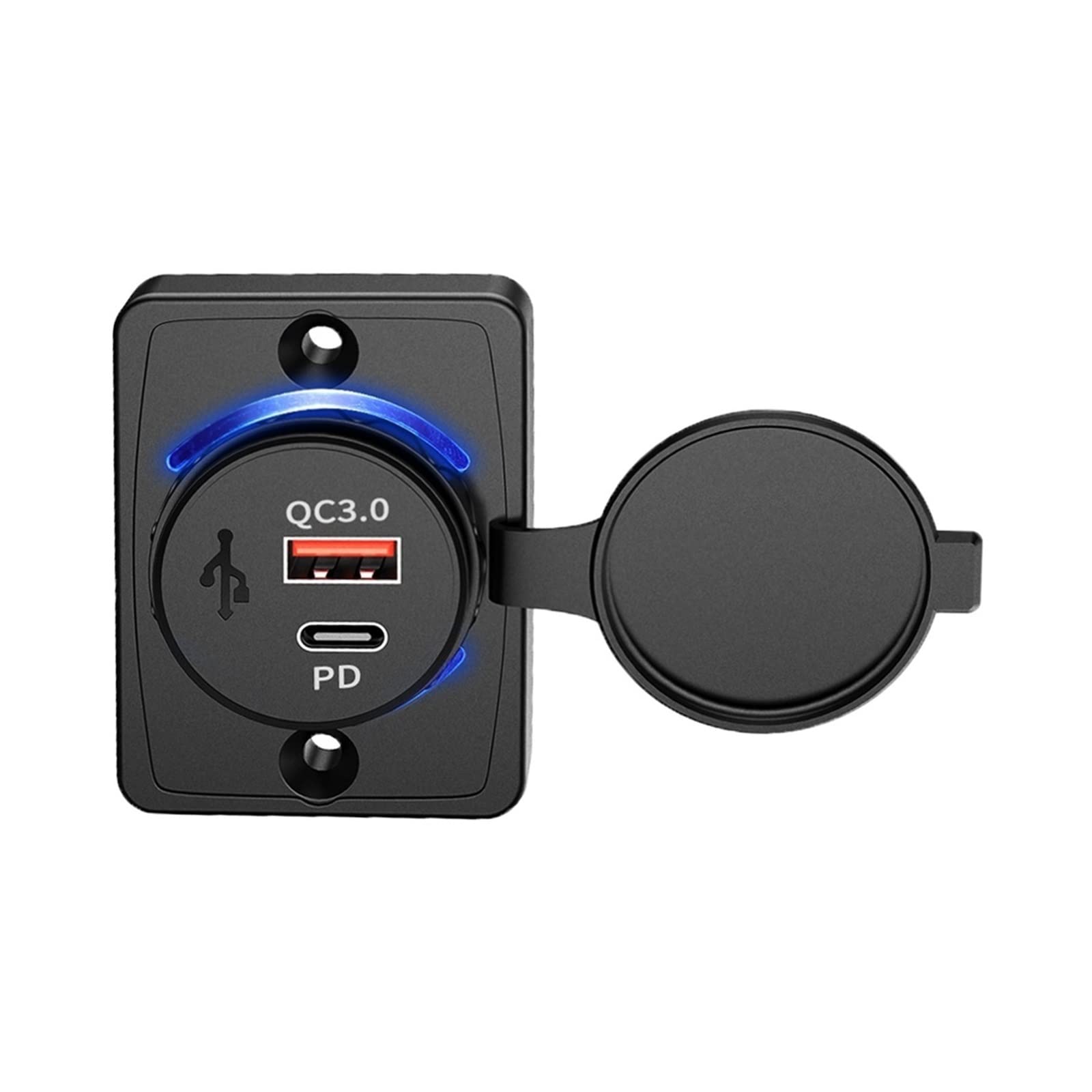 12V Power Adapter Dual USB Car Charger Car Cigarette Lighter Socket for Marine Motorcycle Boat RV Modification Charger(QC and PD)
