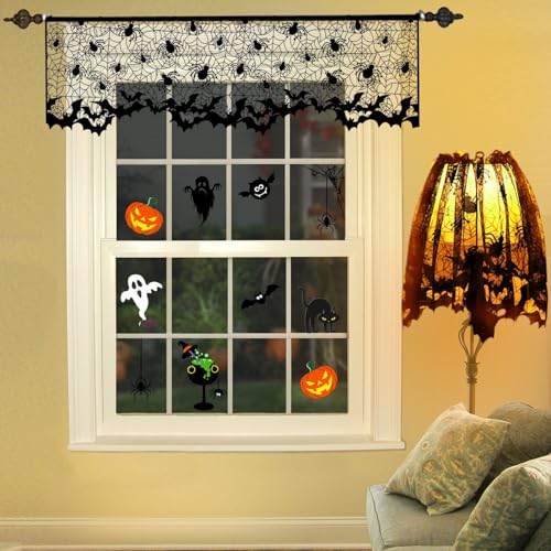 Image of 5Pcs Halloween Lamp Shade Cover Halloween Decorations Indoor, Black Spider web Lampshades Cover Topper Scarf for Festive Home Haunted House Mantle Decor, Large 20 X 60 Inch Spiderweb Lamp Shade Cover