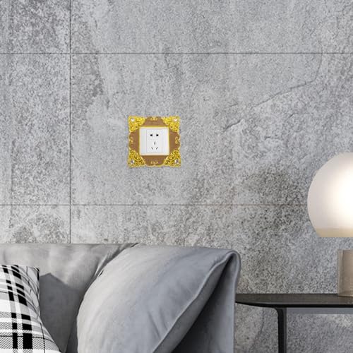Cubierta del interruptor Lurrose de 3 series protectora de plástico dorado para pared 2 piezas 7