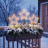 Metall Leuchtstern Gartenstecker 3er Set schwarz 60 LED mit Timer - 30 cm - Weihnachts Beetstecker Soft Gold beleuchtet mit Erdspieß batteriebetrieben - Weihnachten Advent Deko Beleuchtung für Außen
