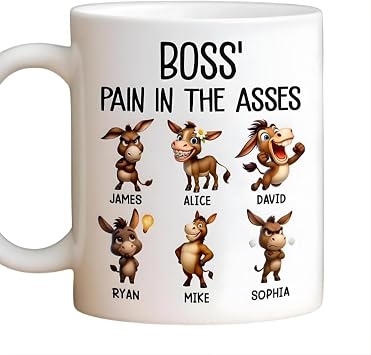 Bosss Pain In The Asses Mug, Your Daily Dose of Trouble Custom Funny Boss Mug, Funny Donkey Office Coffee Mug for Bosss, Gag Coworker Coffee Mug, Funny Christmas Gift, Boss Appreciation Gifts