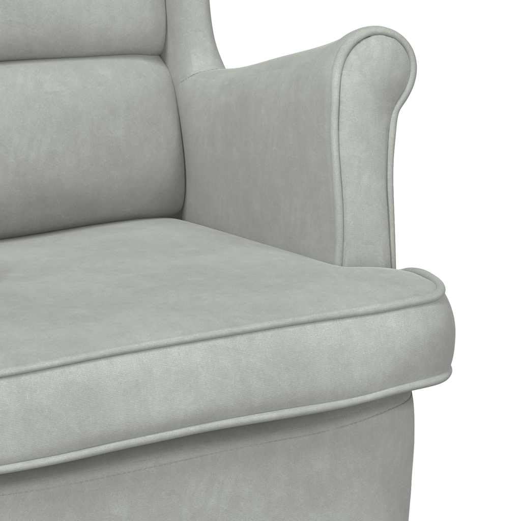 Fotel jasnoszary, z aksamitu z wyściełanym oparciem i podłokietnikami, ergonomiczny i wygodny, 74 x 84 x 100 cm, mebel do siedzenia do salonu, biura, kącika do czytania i wypoczynku