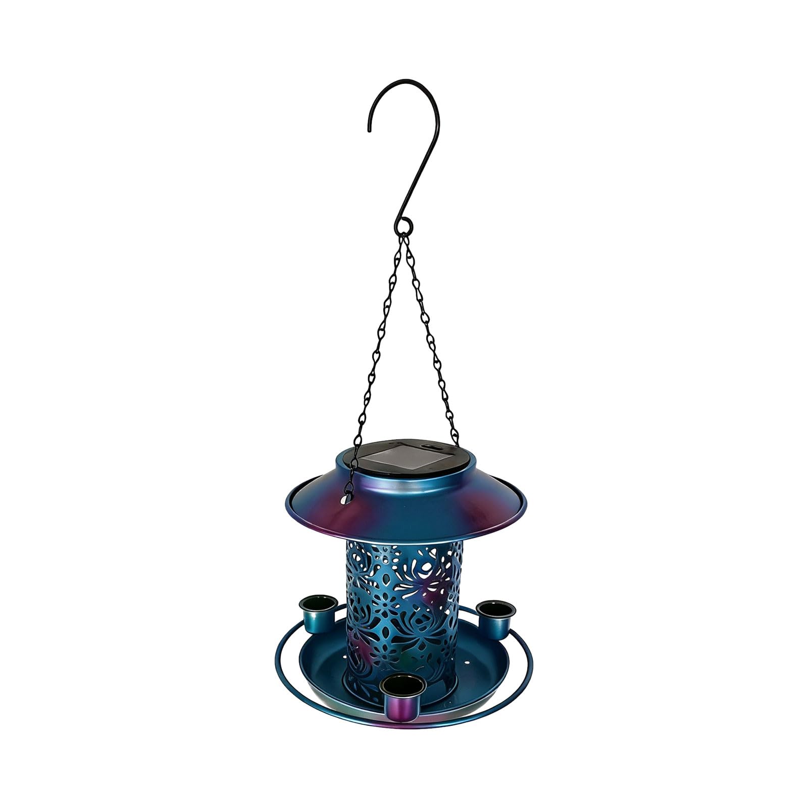 Mangeoire à oiseaux solaire étanche en fer robuste pour jardin