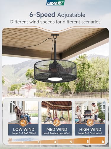 LEDIARY Gazebo Fan,Outdoor Ceiling Fan with Light for Patios and Remote, IP65 Waterproof Plug in Ceiling Fans with Hanging Hook,6 Speeds, 3CCT, Black Ceiling Fan for Porch, Pergola, Canopy - Image 6