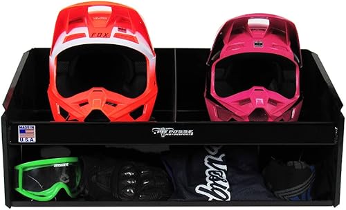 Pit Posse 448, gabinete Helmet Bay de montaje doble, estantes de aluminio plateado, para remolque cerrado, organizador de almacenamiento para