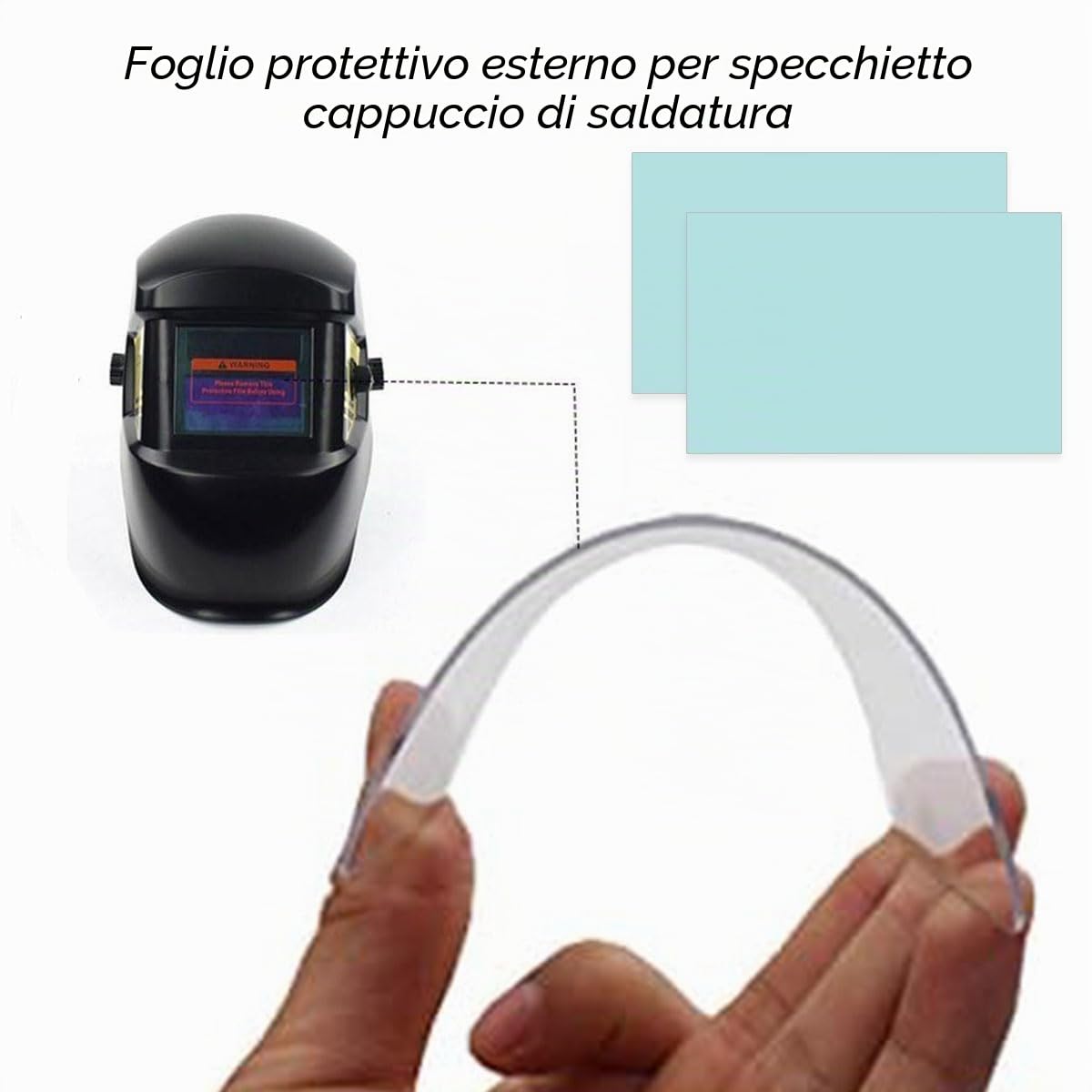 Lente per Casco Saldatura 20 PCS 110x90mm Policarbonato Lente di Ricambio Piastra Protettiva Trasparente Lente Ricambio per Saldare Il Foglio Protettivo Esterno O Interno
