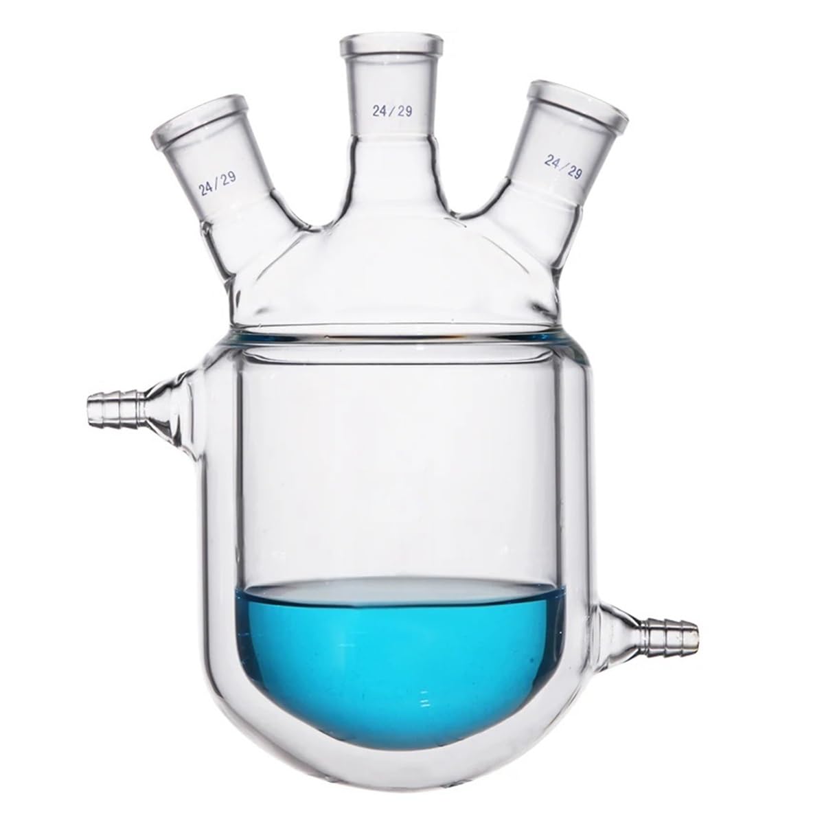 Equipos y suministros de laboratorio Frasco de reacción con camisa tres cuellos, matraz vidrio borosilicato pared gruesa, reactores, reactor laboratorio