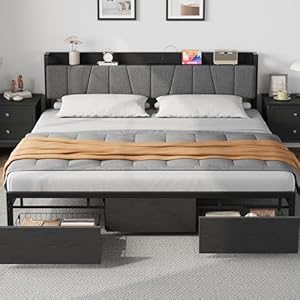 GarveeHome King Size Bed Frame with...