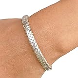 Braided Sterling Silver Handmade Cuff Bracelet Boho Woven Silver for Women (M-L) or Men (S- M), 7 in