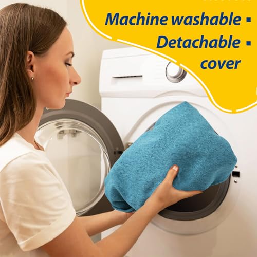 Image of AAAAAcessories D-Shaped Chair Cushions, 2 inch Thick Dining Chair Pads with Ties and Removable, Machine-Washable Cover, 17 inch x 16 inch, Set of 2, Teal