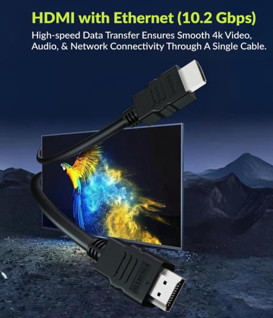 Image of HDMI Cable | 3 Meter | 64 Gbps | 4K 120Hz | 1080P 240Hz | Strong & Durable | Supports Up To 32 Audio Channels | Gold Plated | Black